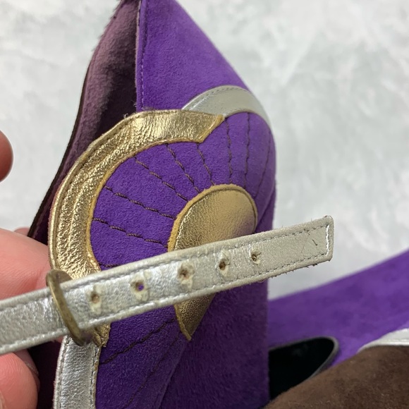 Marc Jacobs Purple Suede Mod Maryjane Wedge Heels - Picture 11 of 11